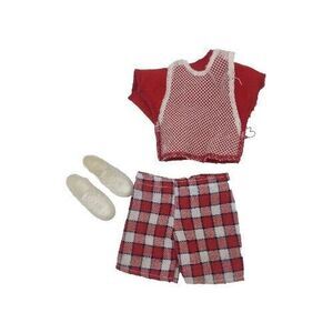 Vintage 1985 Ken Twice As Nice Red Reversible Top Plaid Shorts #2307 Mattel 80s